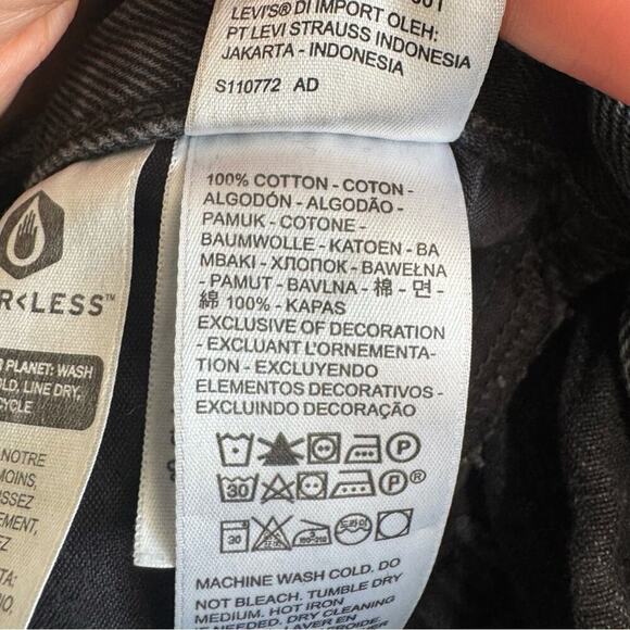 Levi's Womens Size 26 94's Baggy Worn in Grey Black Straight Leg Festival Boho - Picture 6 of 10